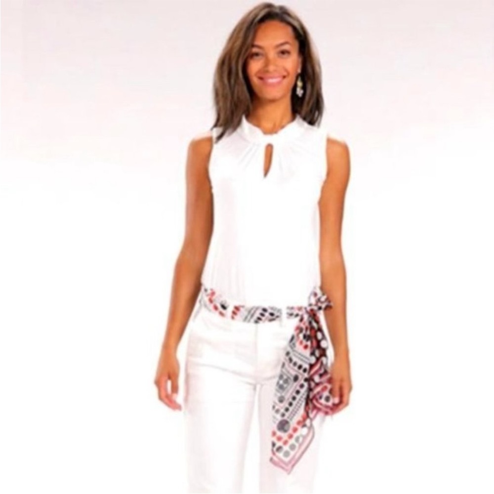 CAbi Sophia white sleeveless province tank top XS
